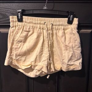 Women's yellow Drawstring linen Shorts